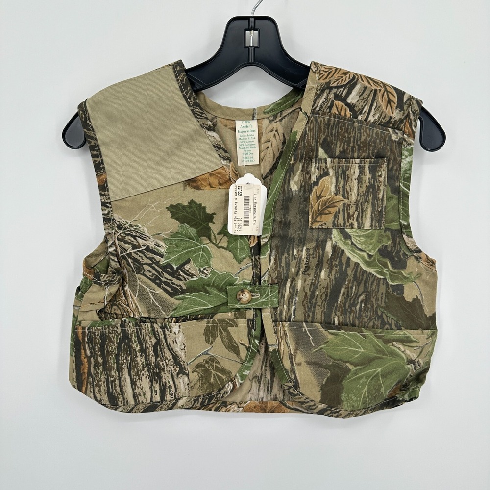 Vtg Anglers Expressions Camo Realtree Jacket Vest Kids 10‎ Brown NWT Outdoors